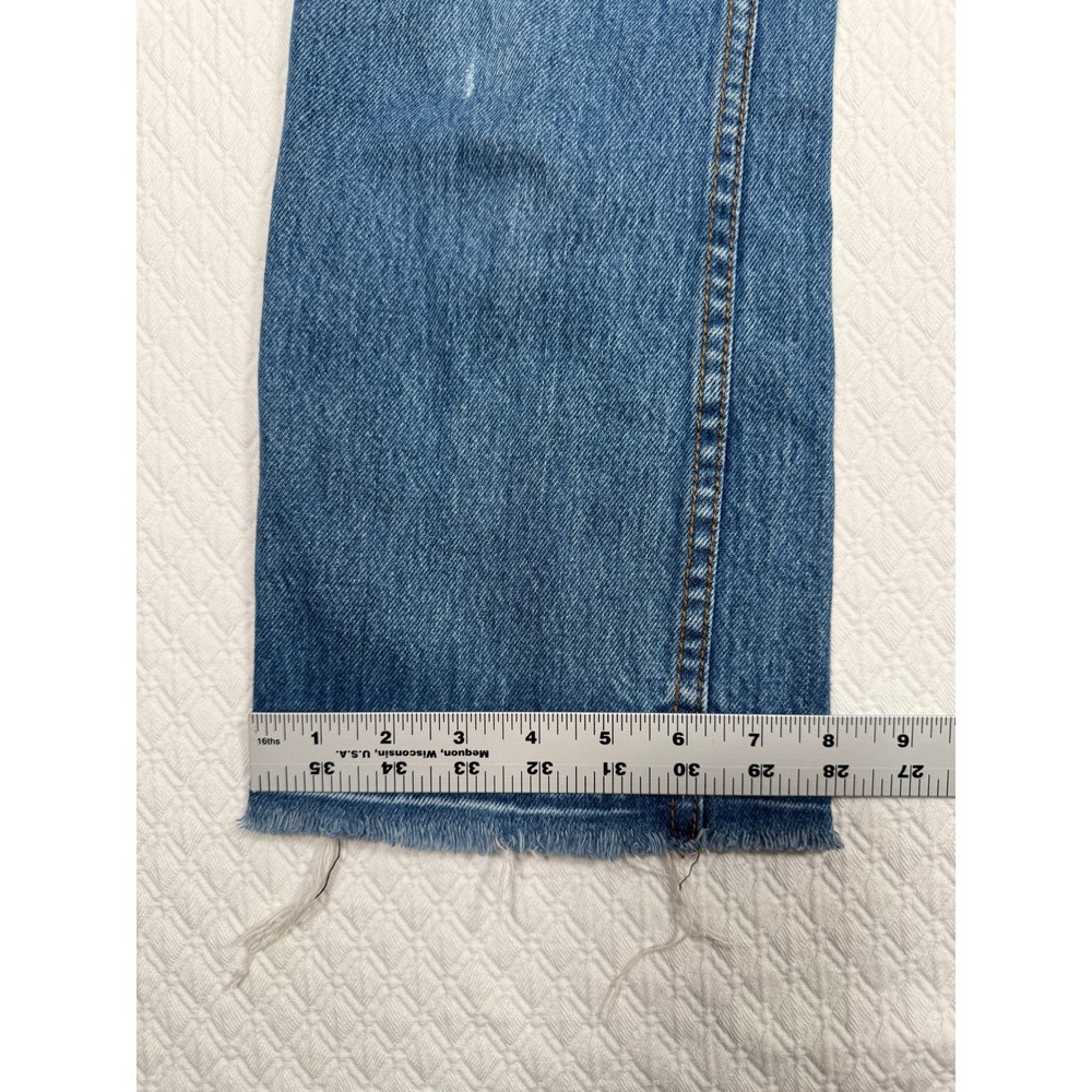 Free People Straight Leg Jeans Blue Med Wash Raw Released Hem W-26 Fit W-28x25 - Picture 7 of 8